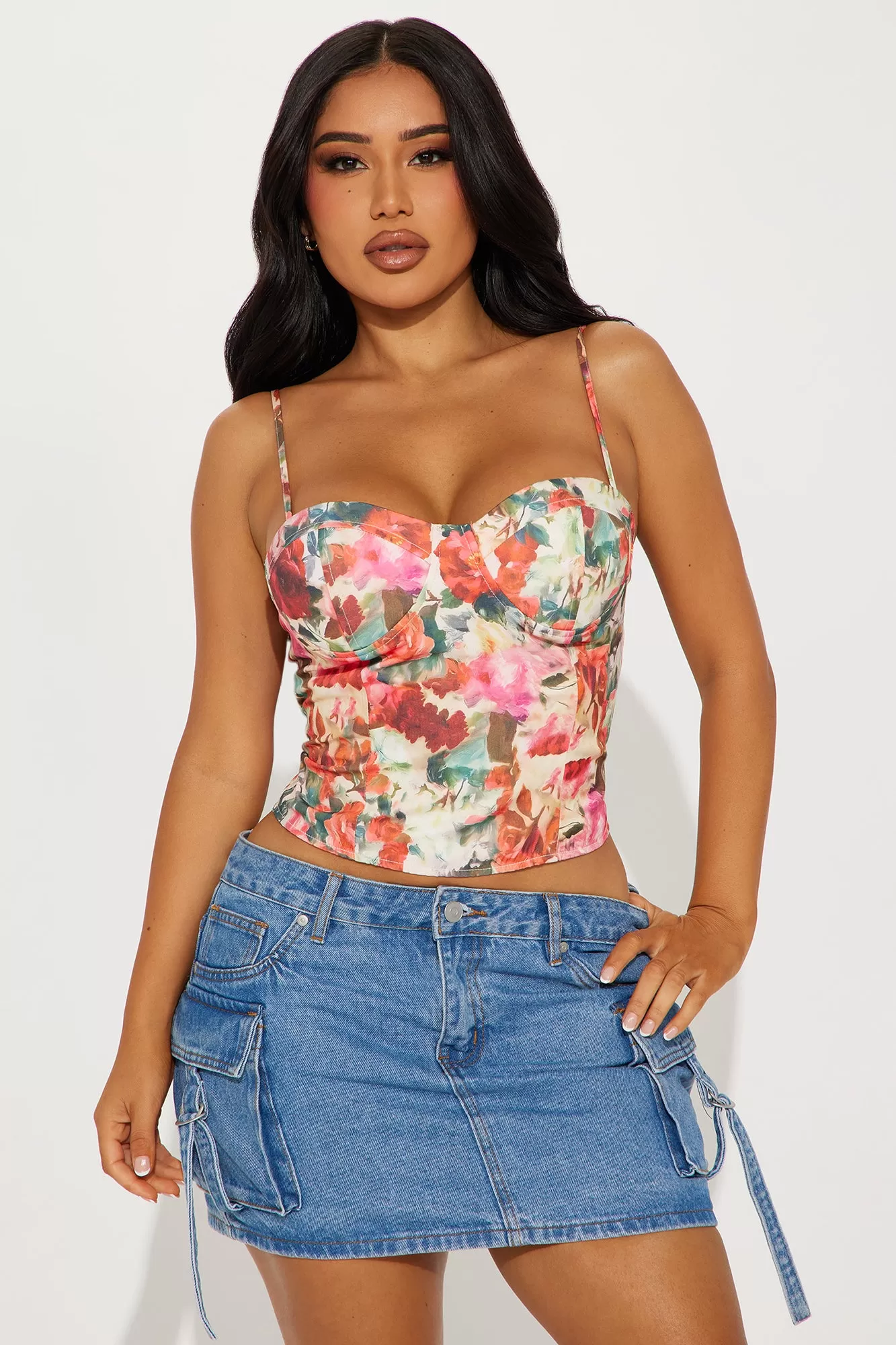 Floral Garden Cami Top - Red/combo