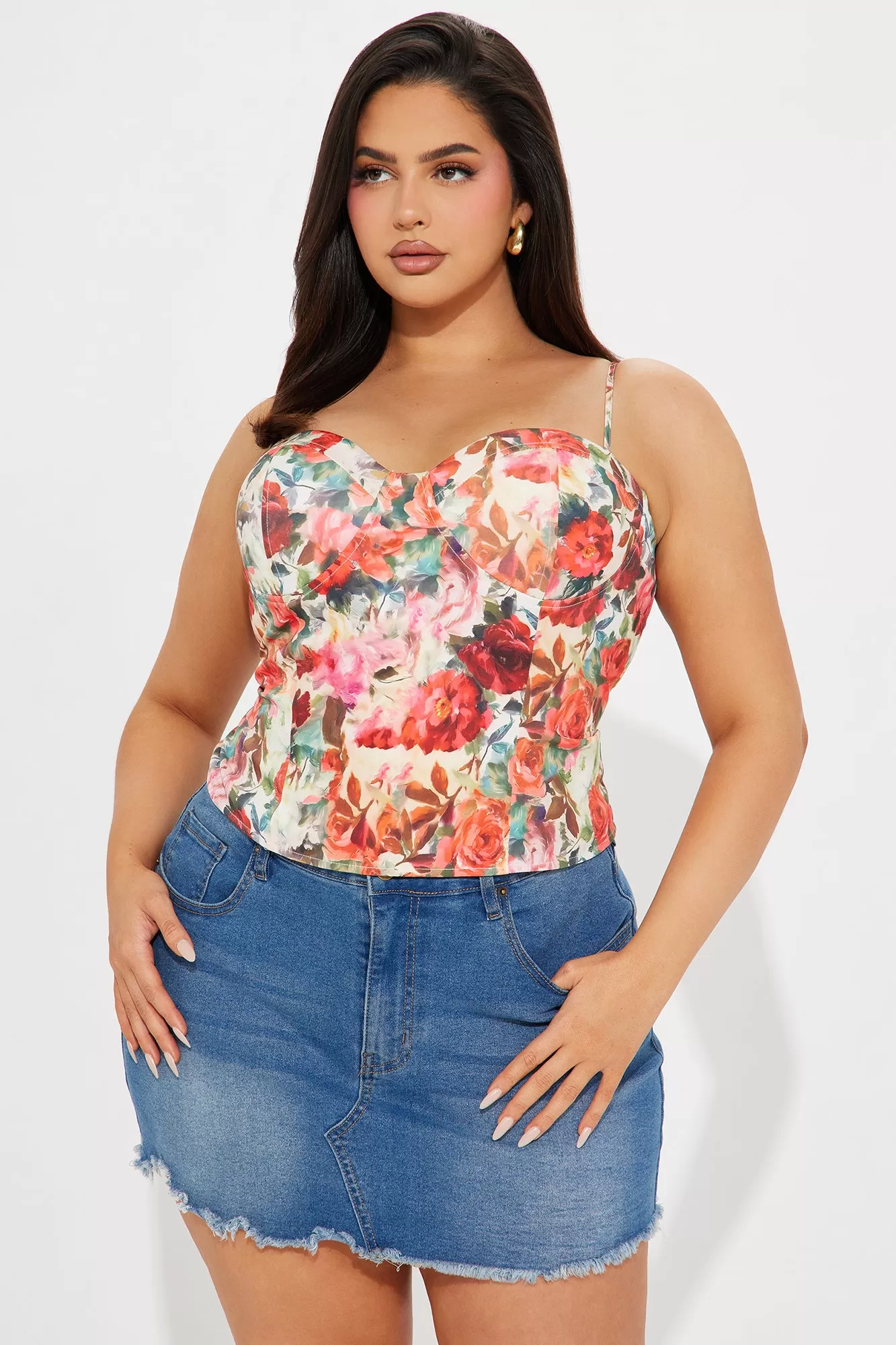 Floral Garden Cami Top - Red/combo