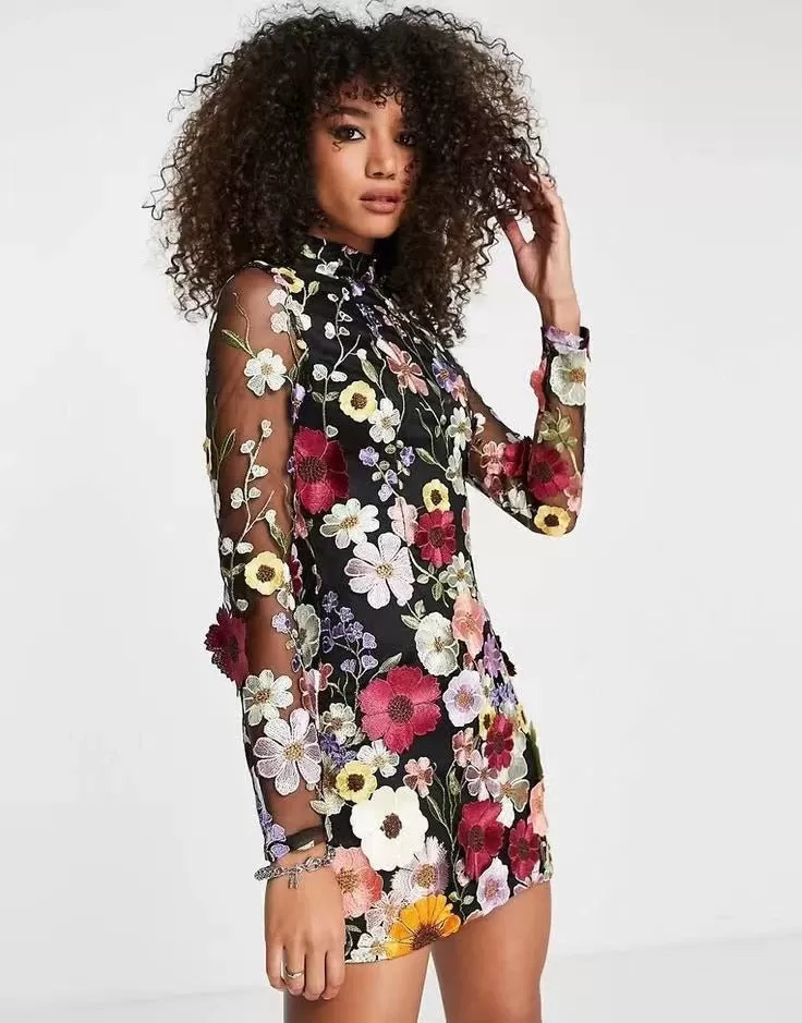 Floral Perspective: Women's Sling Bag Buttock Mini Dress