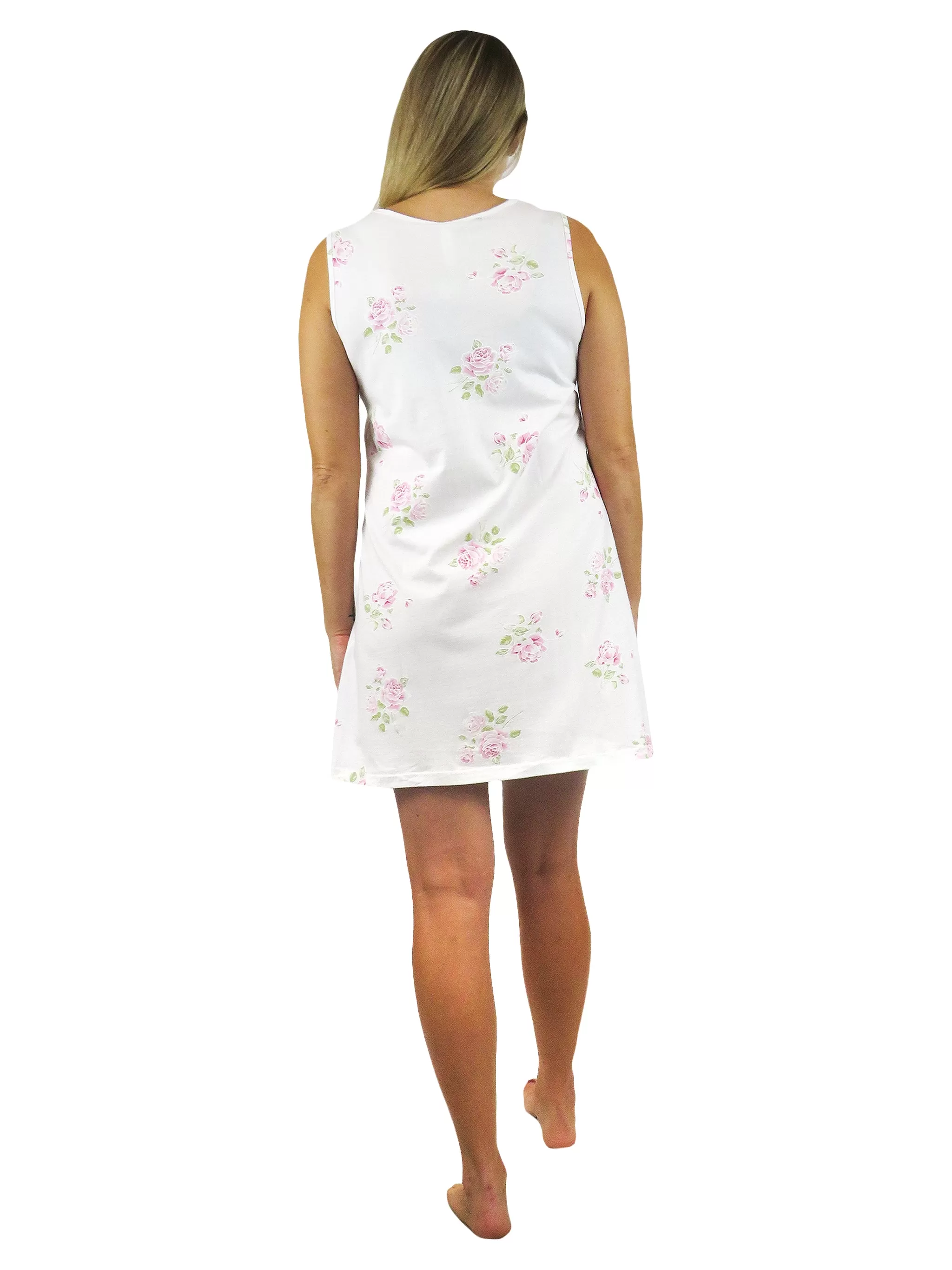 Floral Printed Cotton Knit Chemise