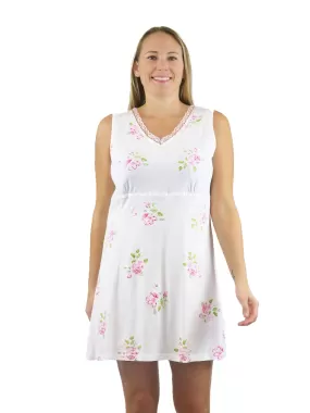 Floral Printed Cotton Knit Chemise