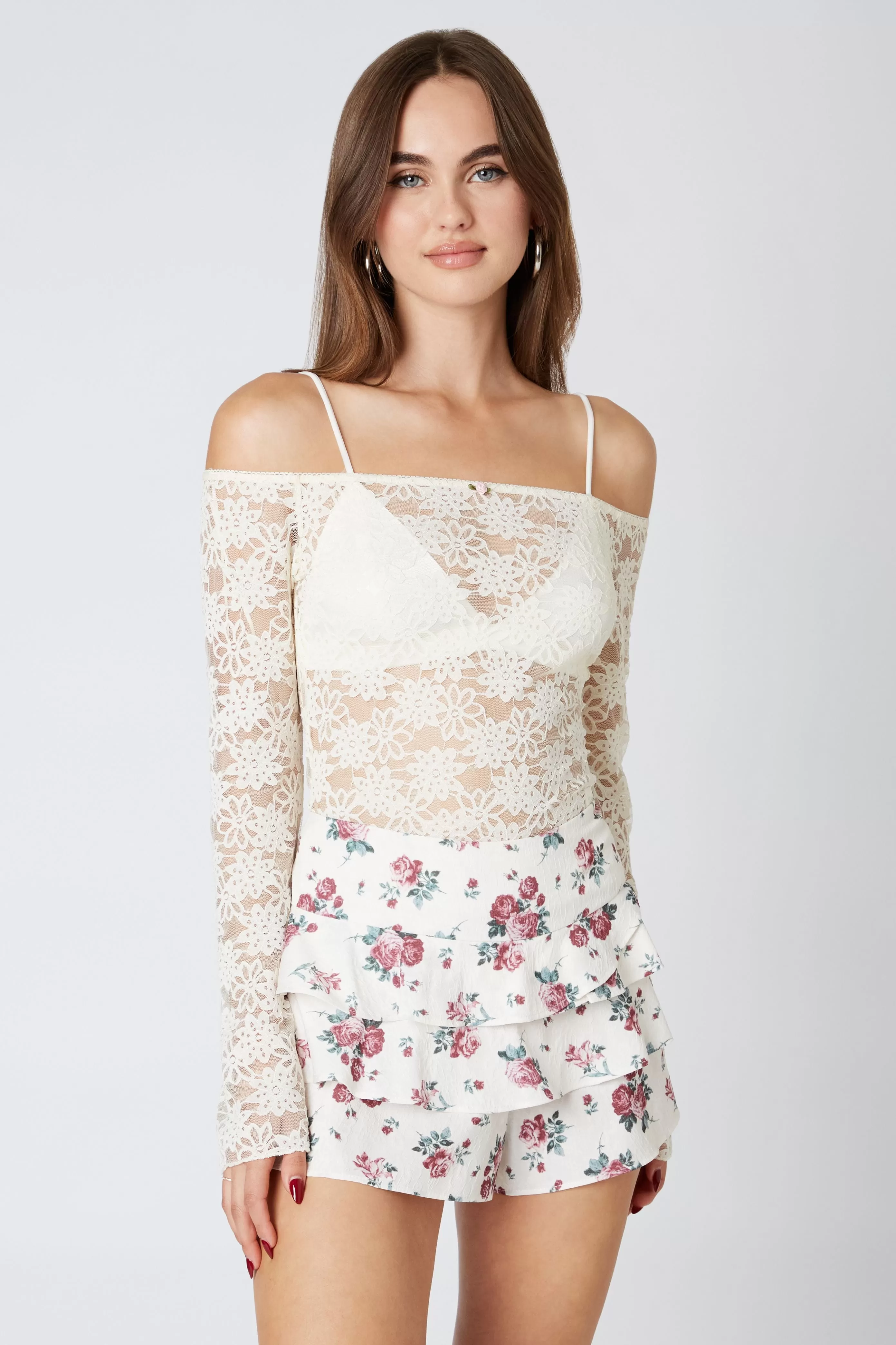 Floral Tiered Ruffle Skort