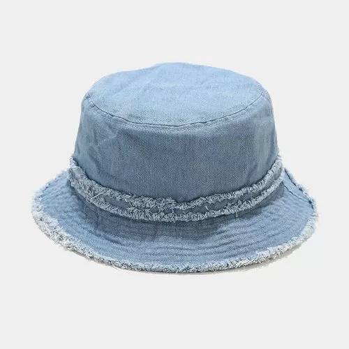 Foldable Fisherman Hat Washed Denim Bucket Hats