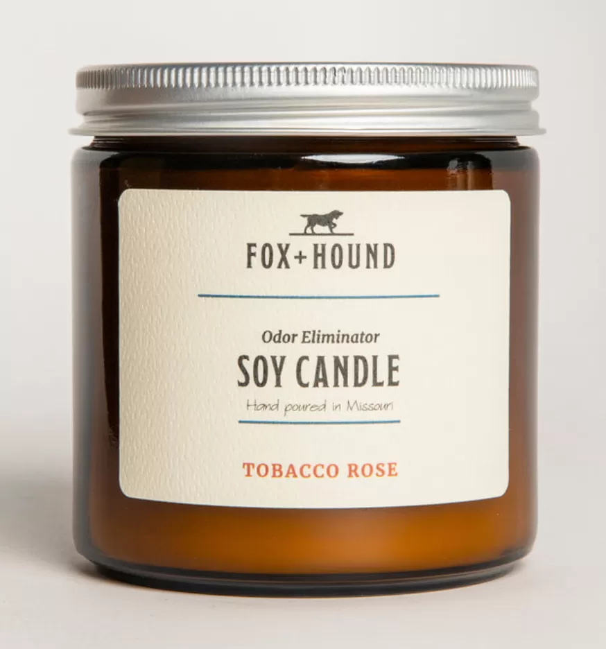 Fox   Hound Odour Eliminator Soy Candle - Tobacco Rose Scent