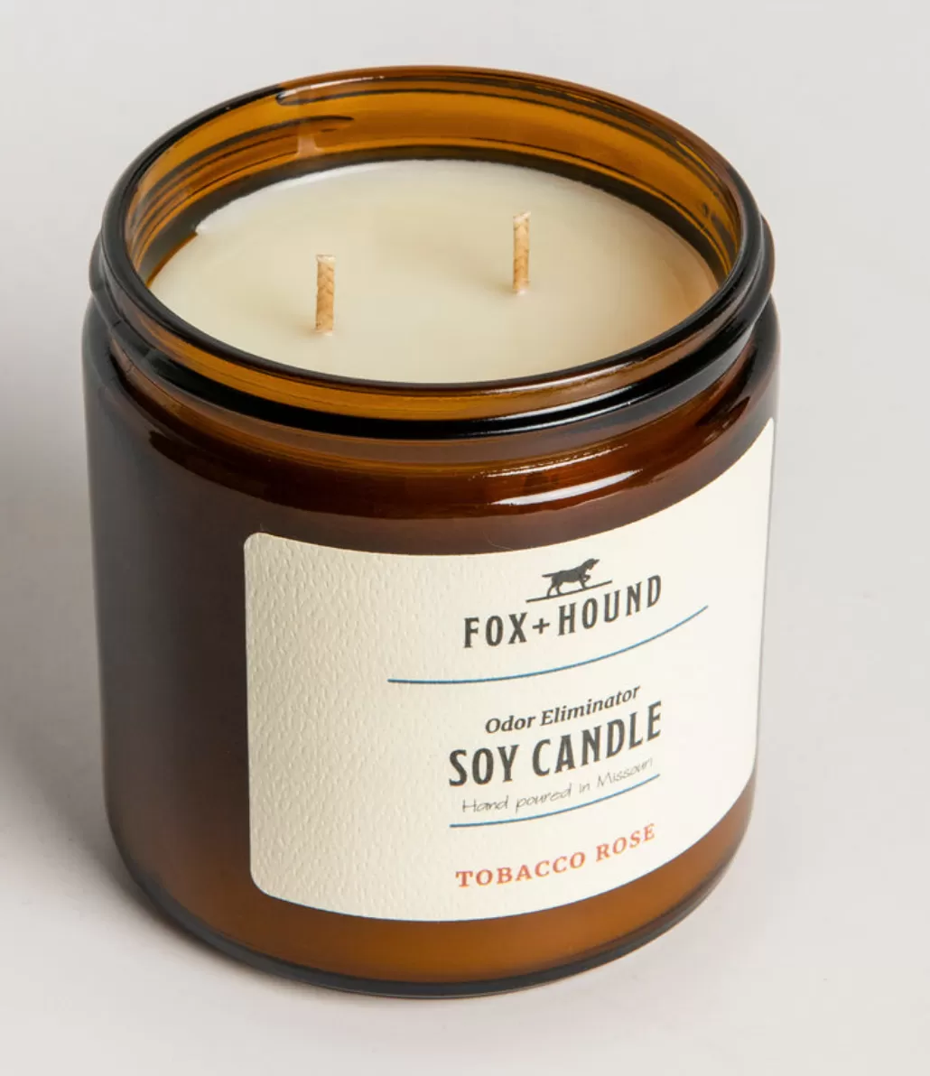 Fox   Hound Odour Eliminator Soy Candle - Tobacco Rose Scent