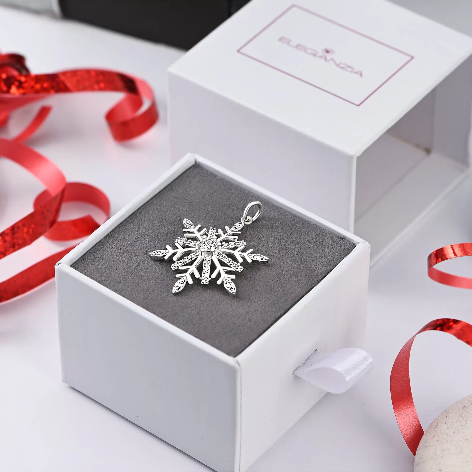 Frozen Winter CZ Snowflake Sterling Silver Pendant