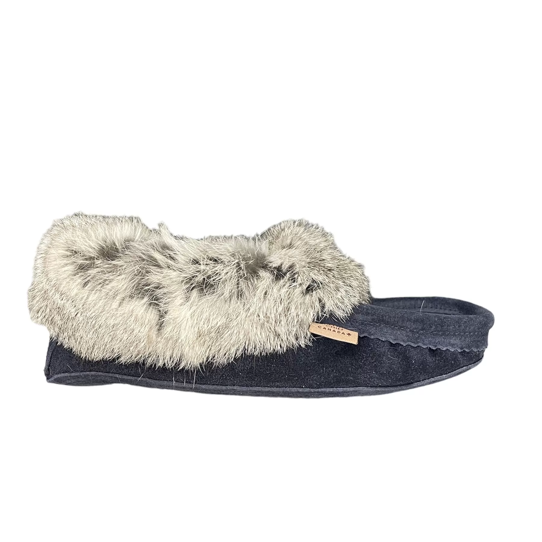 Fur Moccasin - Navy Blue