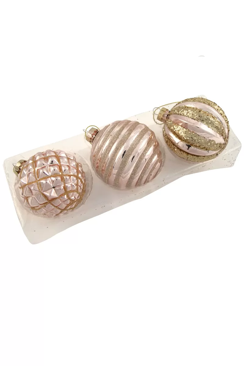 Glass Bauble Set, Rose