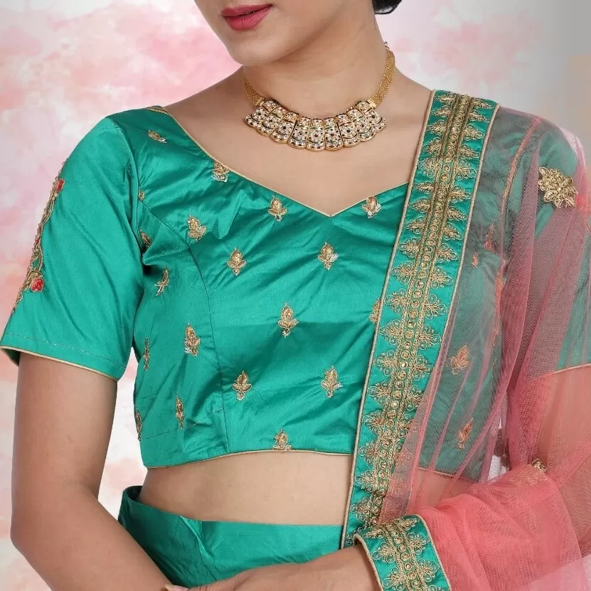 Green Lehenga Choli in Silk