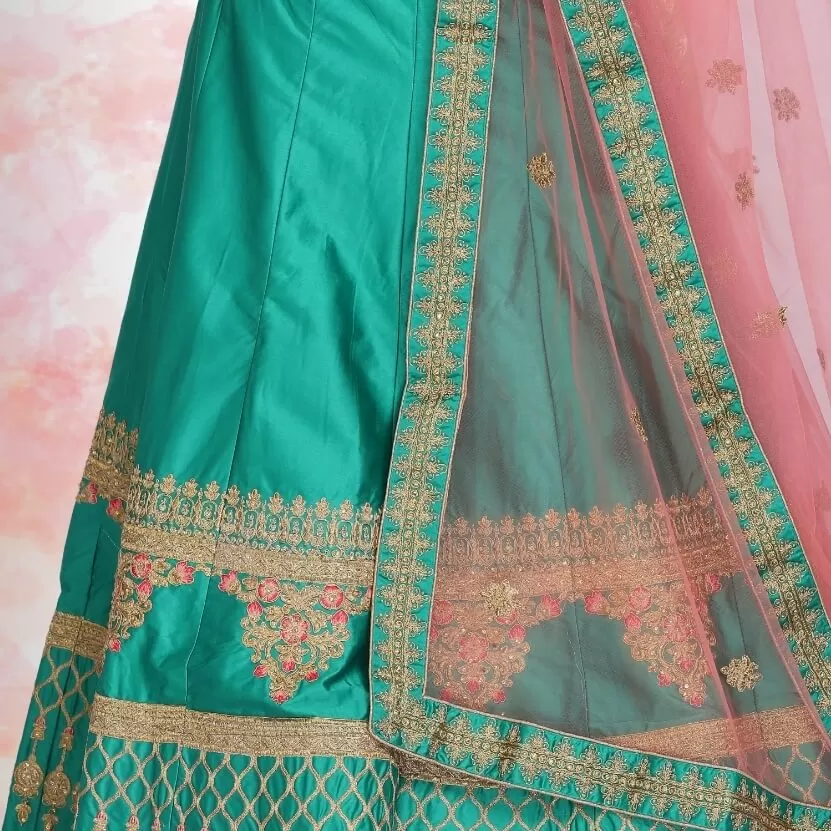 Green Lehenga Choli in Silk