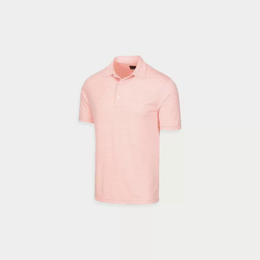 Greg Norman Men's Protek Stripe Peach Polo