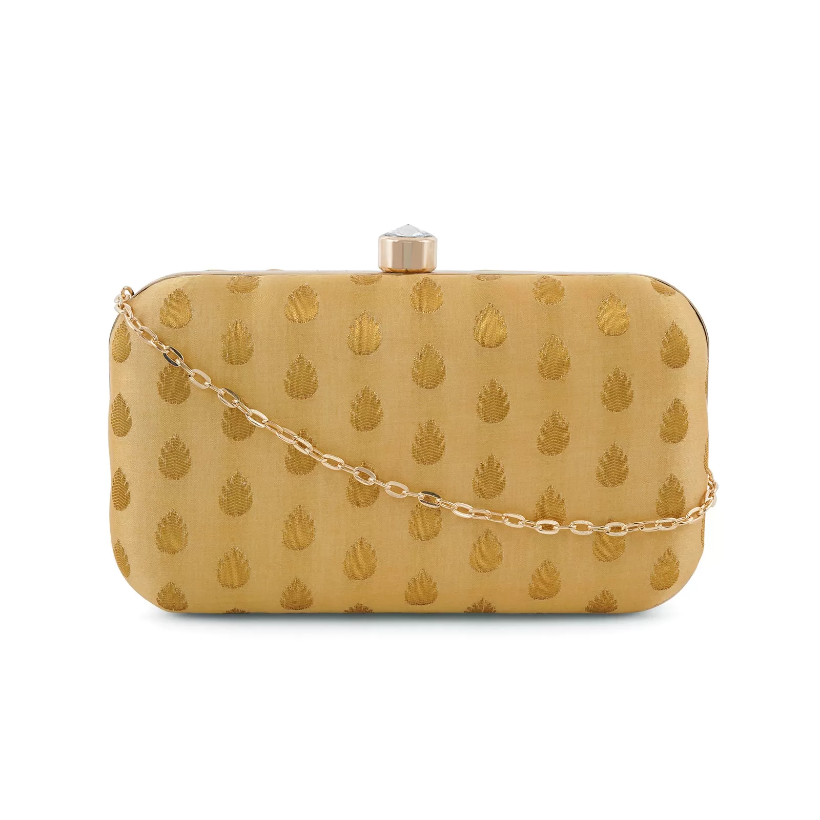 Heritage Hue Cream Brocade Fabric Clutch