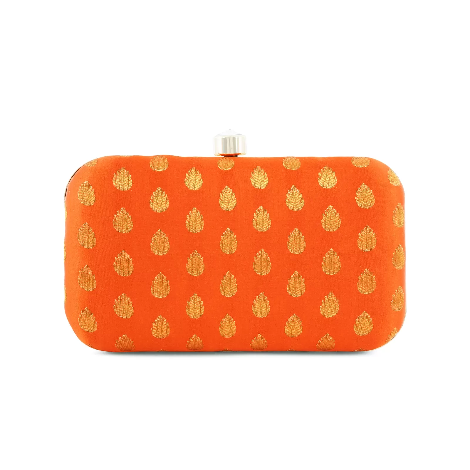 Heritage Hue Orange Brocade Fabric Clutch