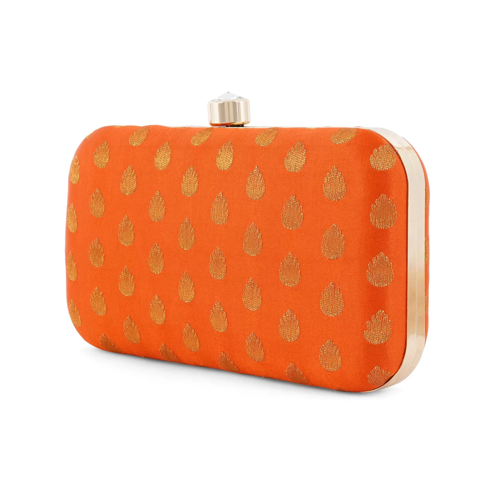 Heritage Hue Orange Brocade Fabric Clutch