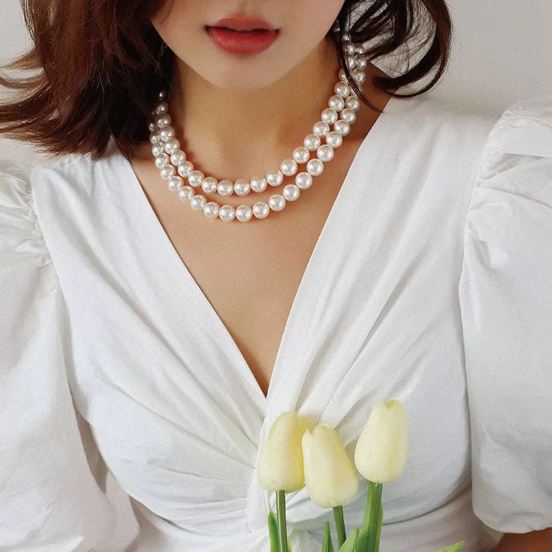 High Quality Crystal Pearl Choker Necklace