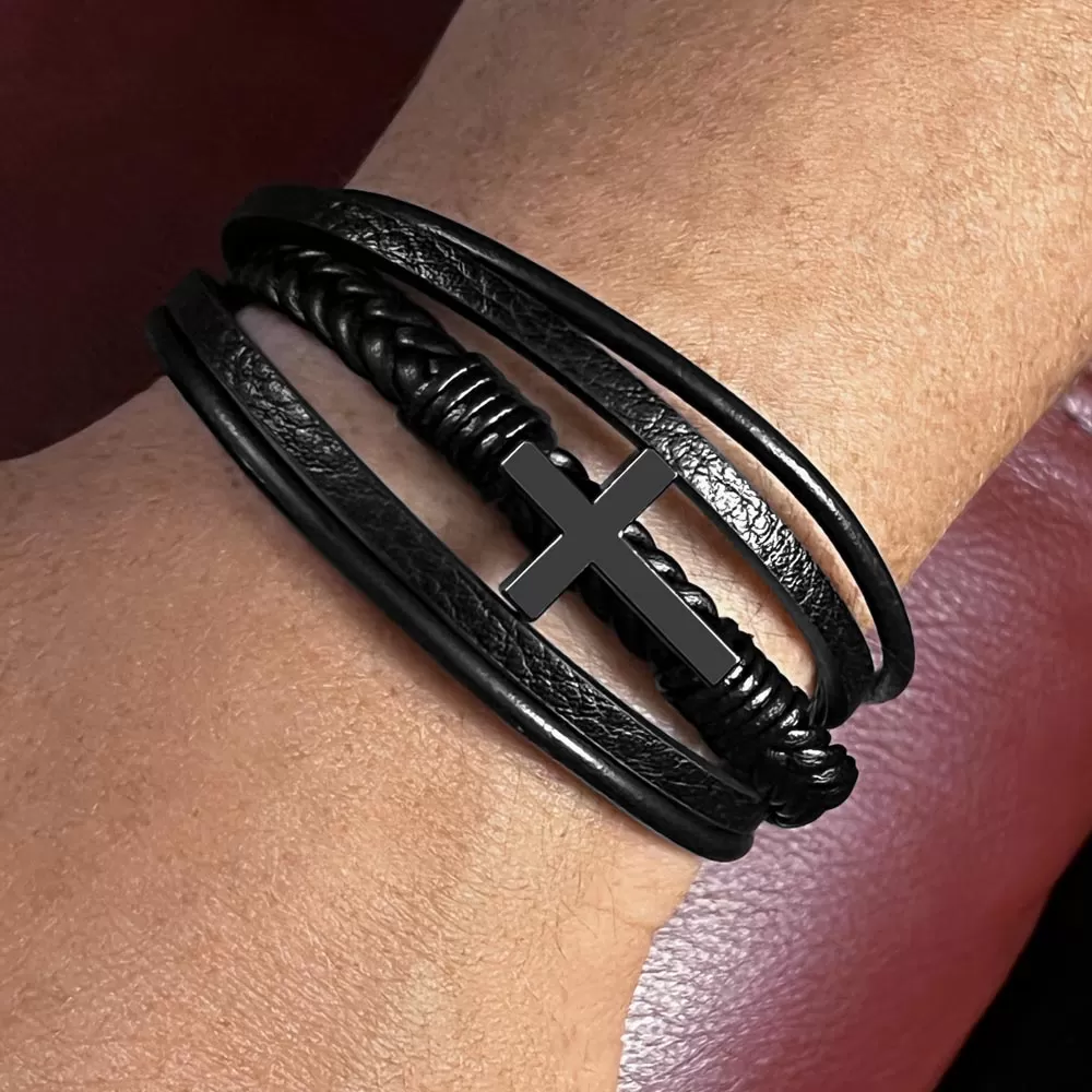 I Pray You Will Always Be Safe, To My Son Gift, Men's Cross Bracelet