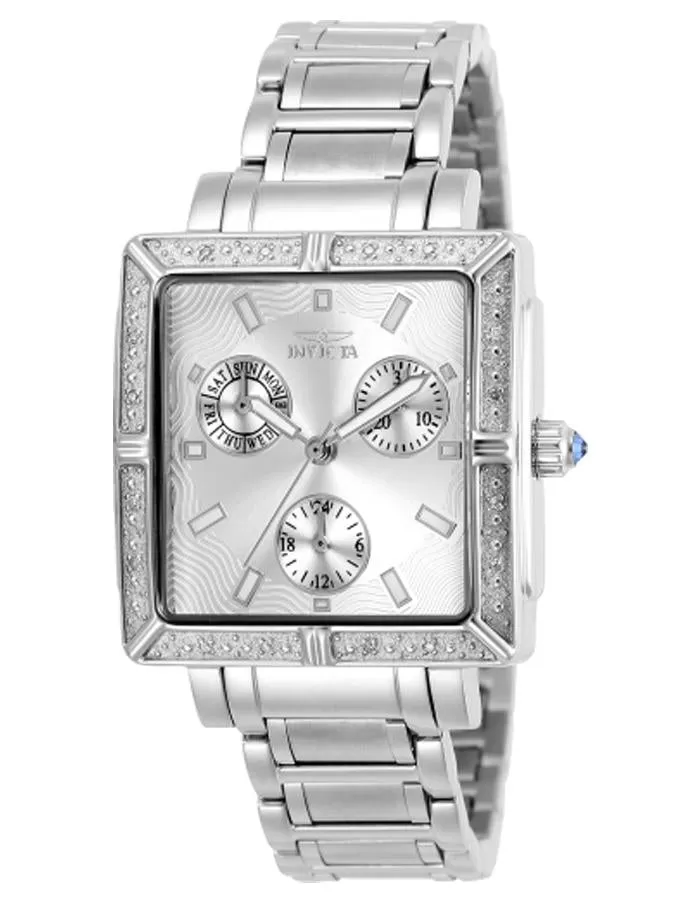 Invicta Womens 16 Crystal Square Chronograph - Stainless - Date - 100 Meters