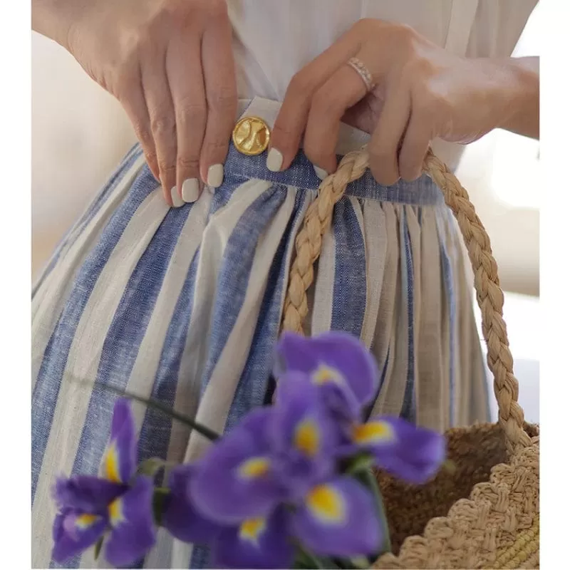 Iris Blue Cotton Swing Skirt