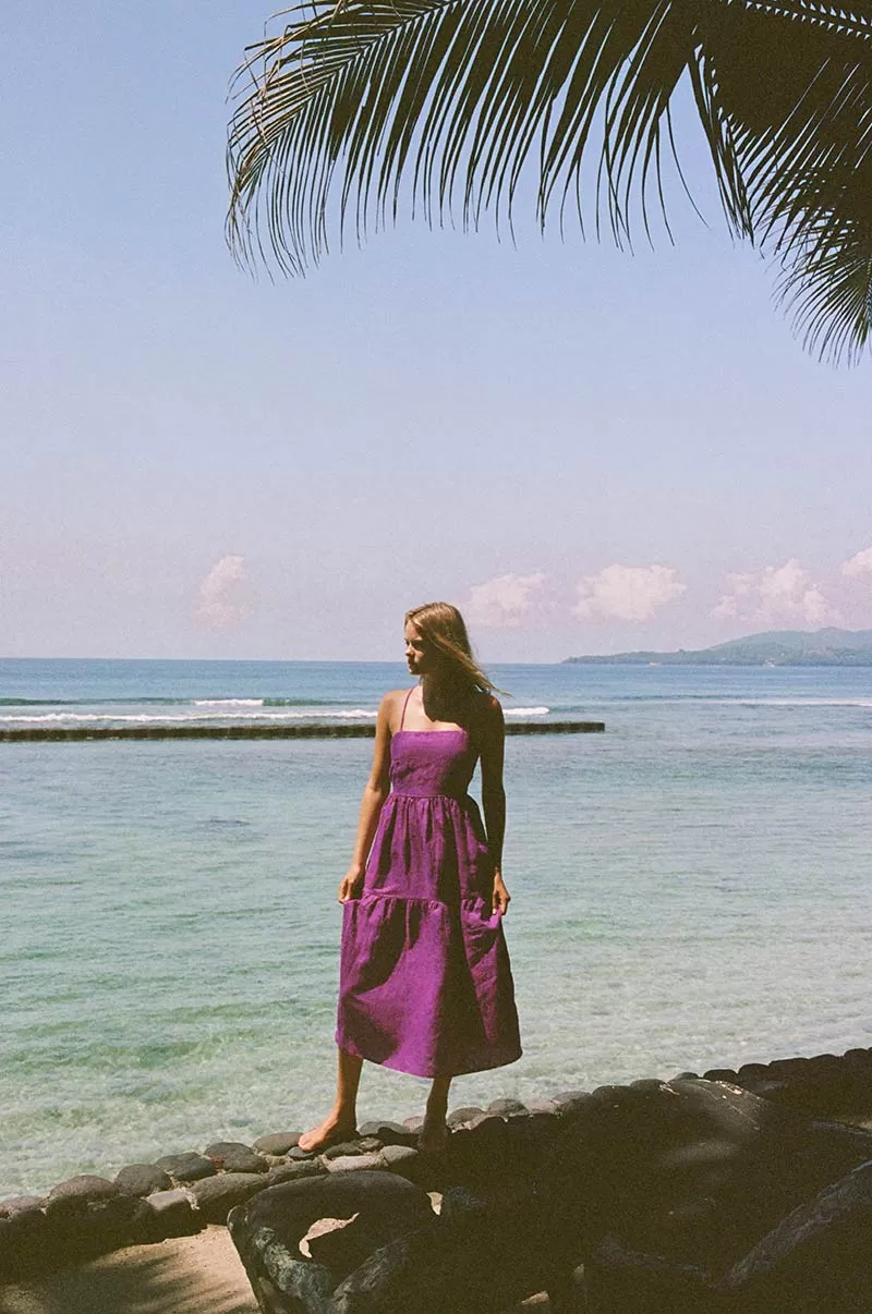 JOIE Midi Dress - purple linen cotton