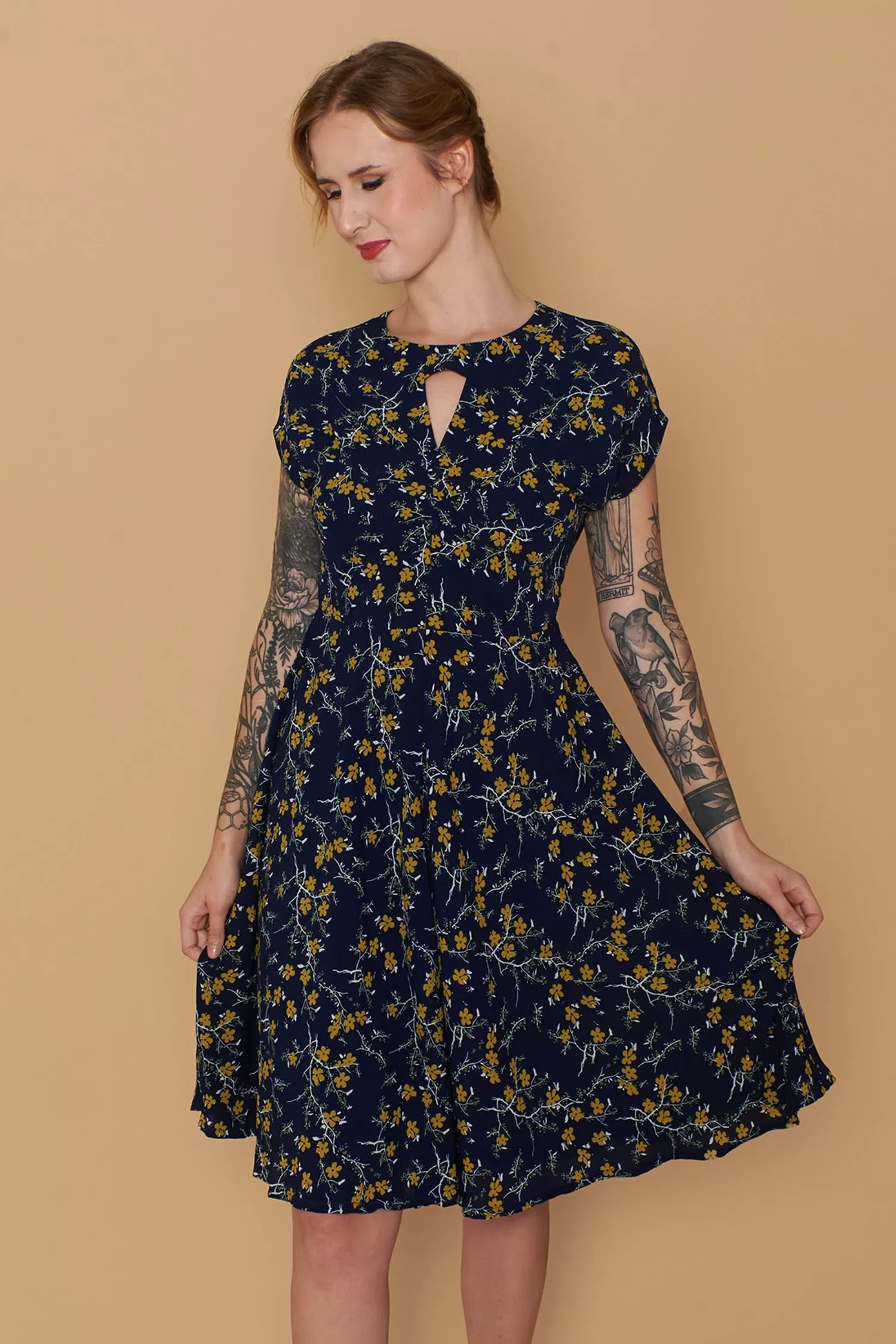 Kay Floral Mustard Dress