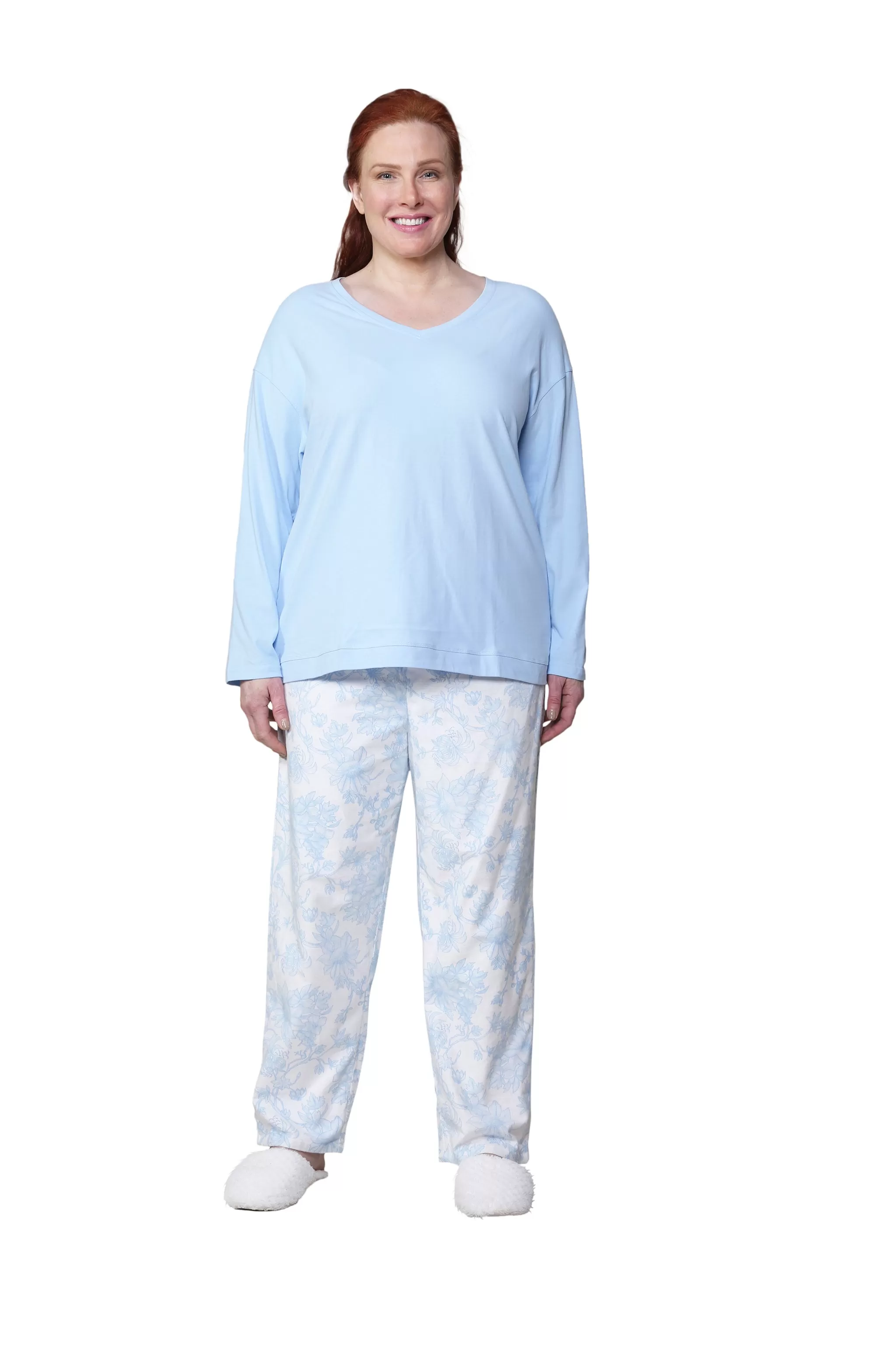 Knit Top & Flannel Pant Plus Size Pajama Set