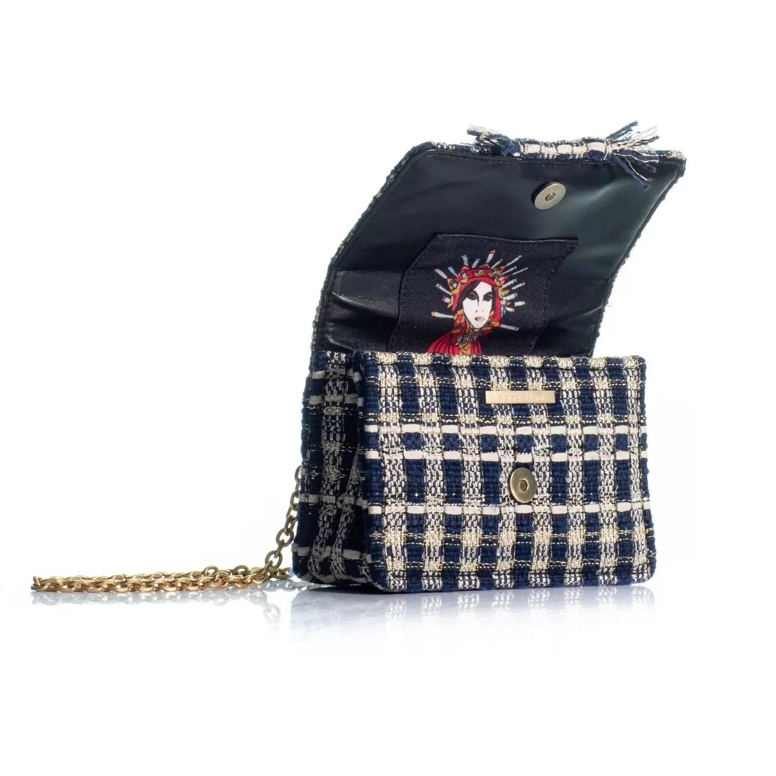 Kooreloo - Fabric Shoulder Bag - Mini Lucerne Blue & Gold