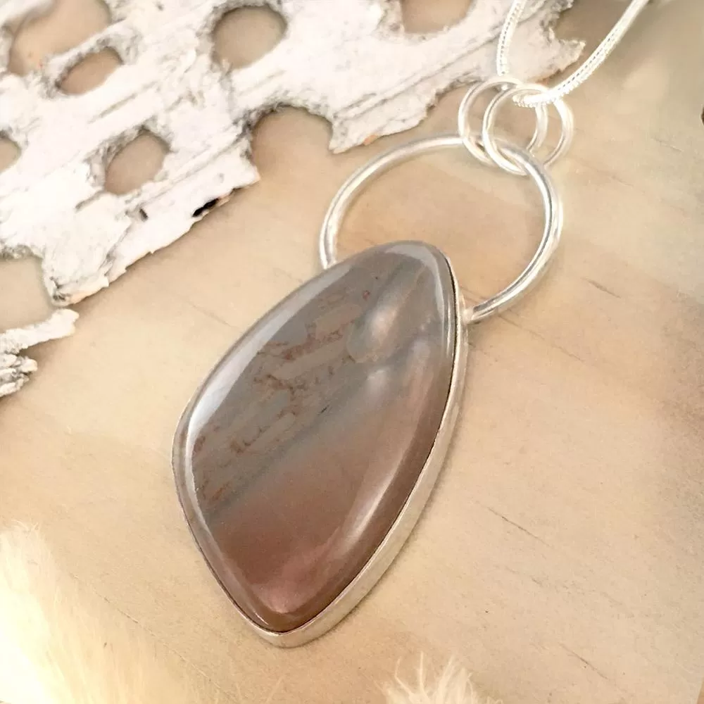 Lake Michigan Brecciated Chalcedony Pendant Necklace