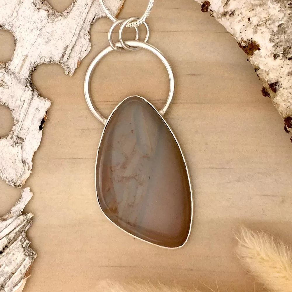 Lake Michigan Brecciated Chalcedony Pendant Necklace