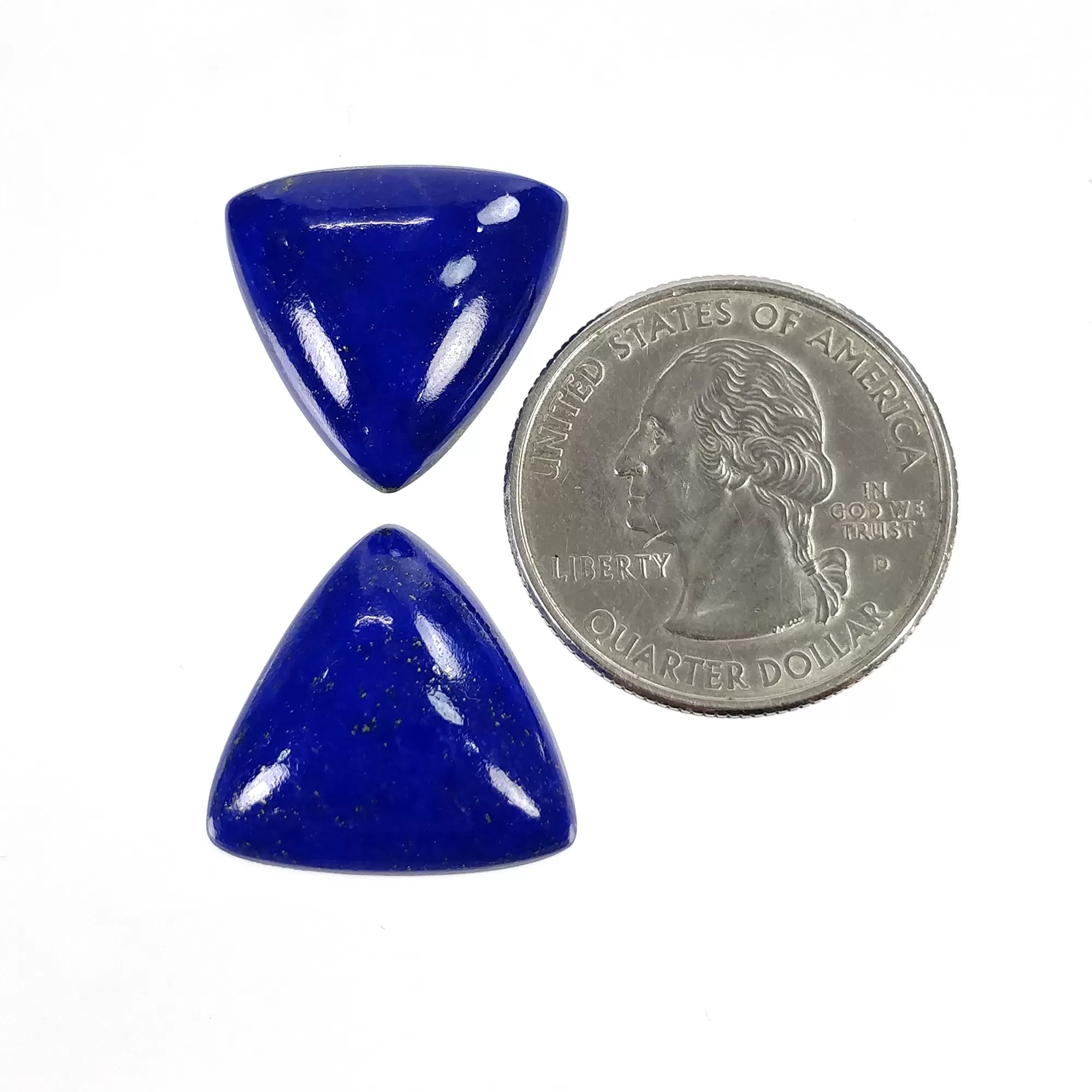 LAPIS LAZULI Gemstone Cabochon : 29.00cts Natural Untreated Blue Lapis Triangle Shape 19mm Pair