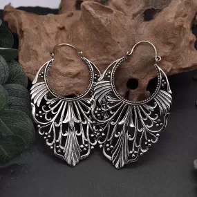 Long Art Nouveau Earrings  Silver