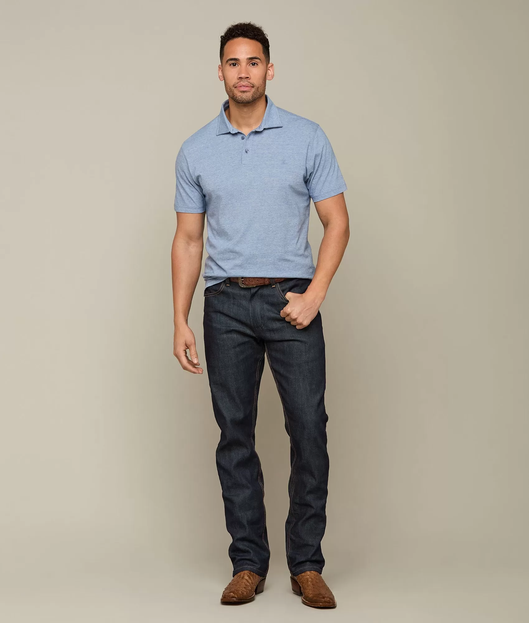 Lucchese Pima Cotton Polo :: Blue