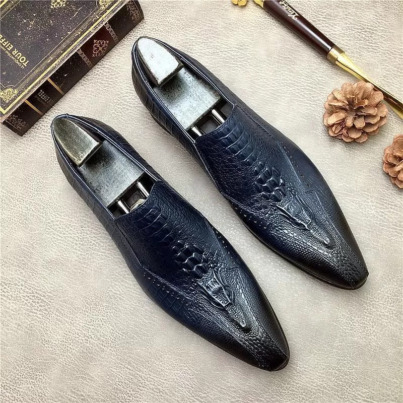 Men  Dress Shoes -  Basilio Serpentine Pointed Toe Shoes