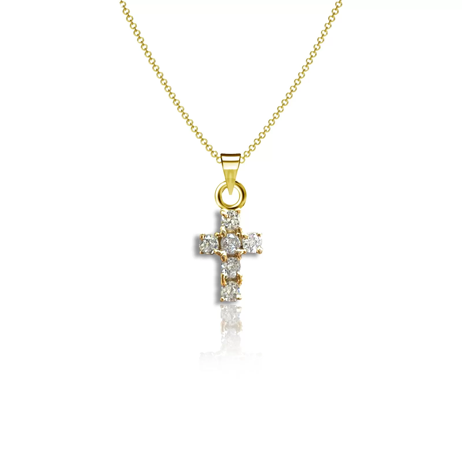 Mini Crystal Cross Necklace - Gold Plated