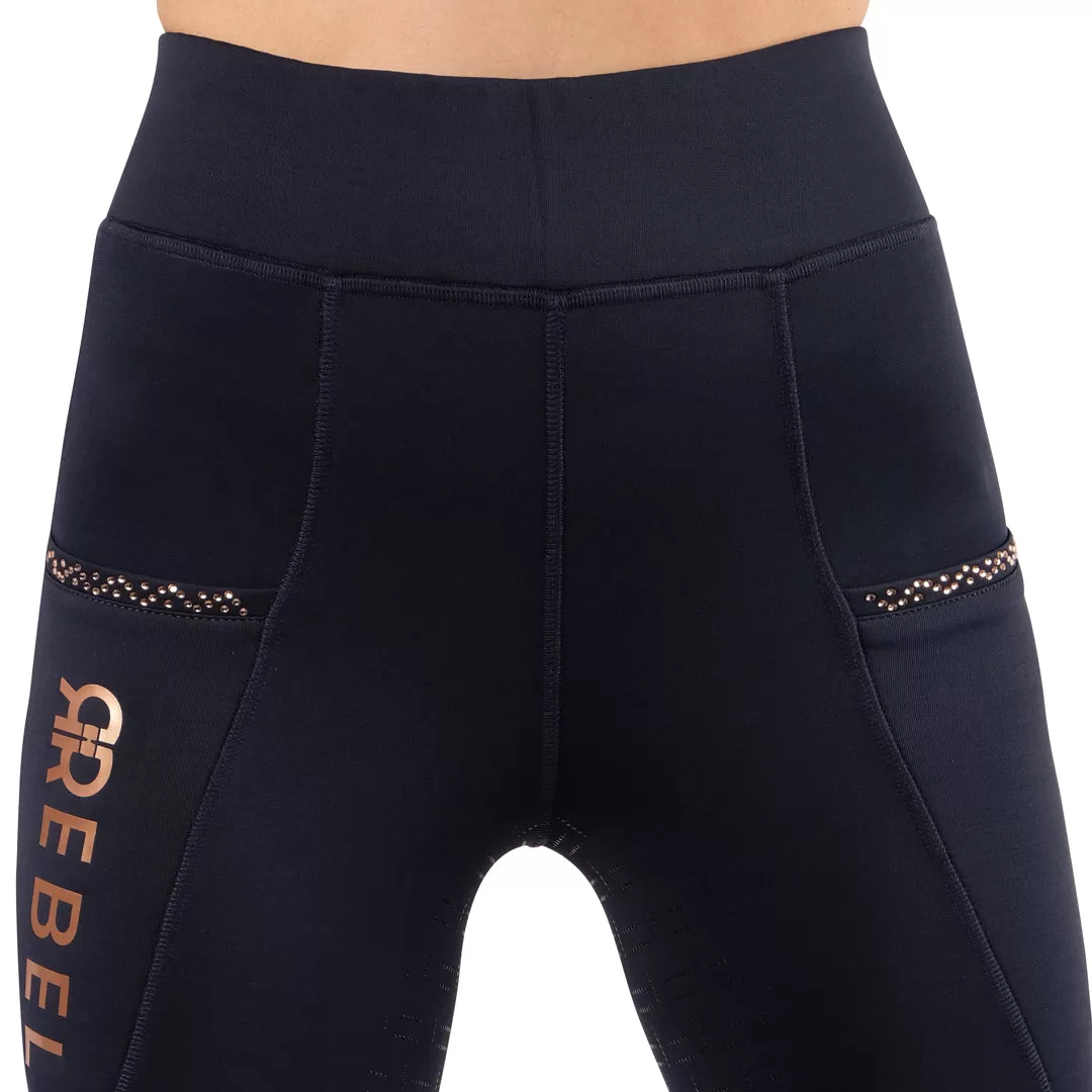 Montar Rebel Rose Gold Detail Full Grip Riding Tights