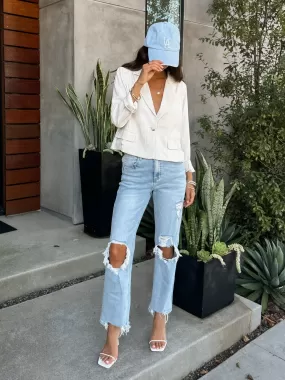 Naomi Cropped Linen Blazer