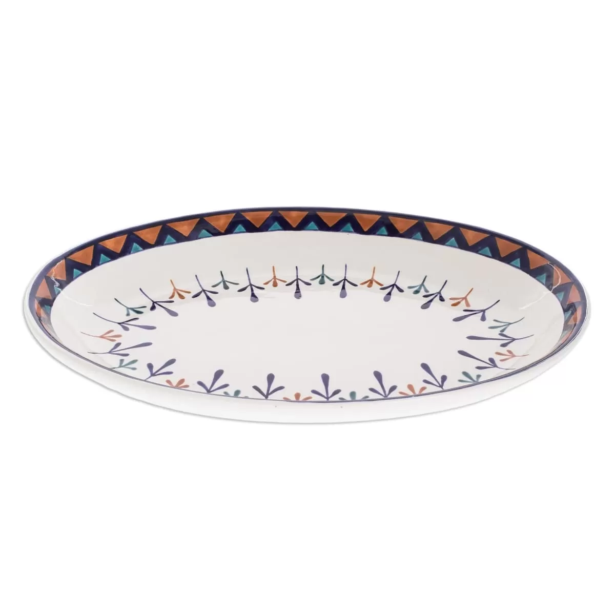 Novica Antigua Breeze Ceramic Oval Platter (14 Inch)