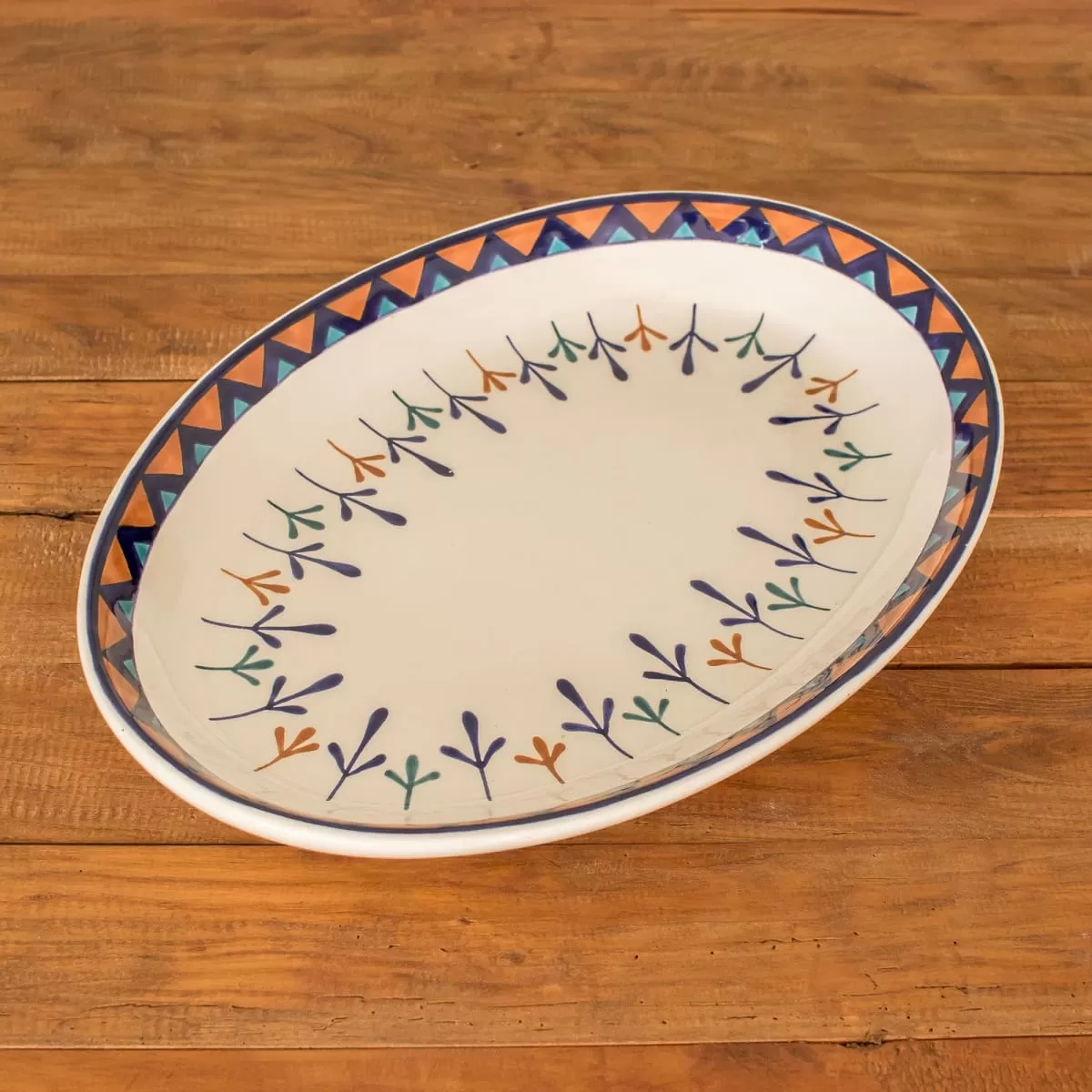 Novica Antigua Breeze Ceramic Oval Platter (14 Inch)