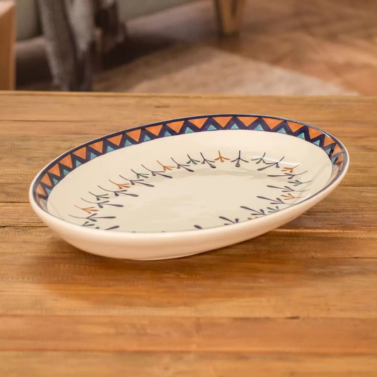 Novica Antigua Breeze Ceramic Oval Platter (14 Inch)