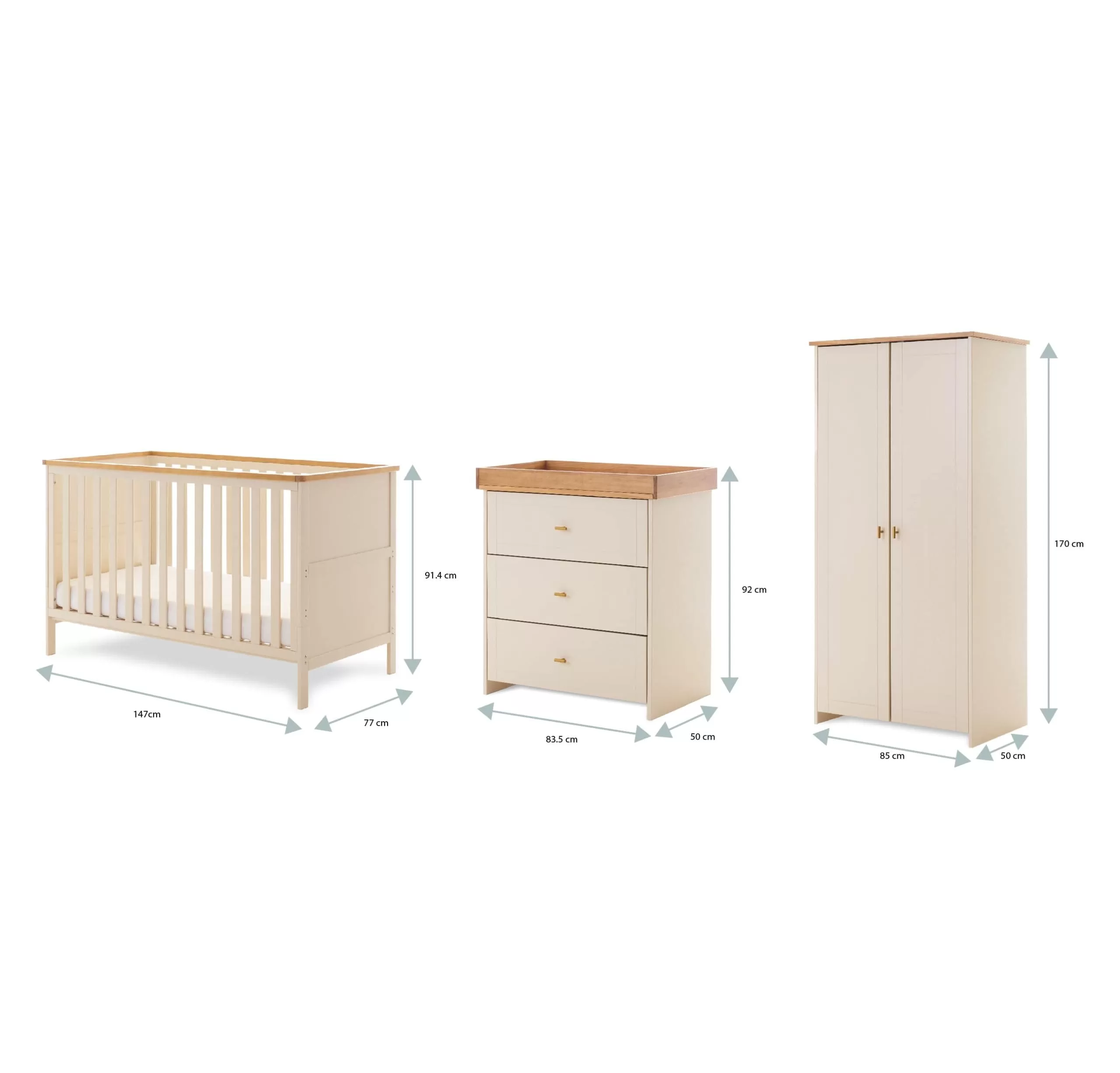 OBaby Evie 3 Piece Room Set - Cashmere