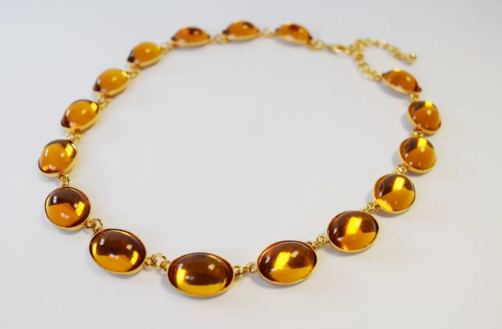 Orange Topaz Swarovski Mirror Back Necklace - Large Oval