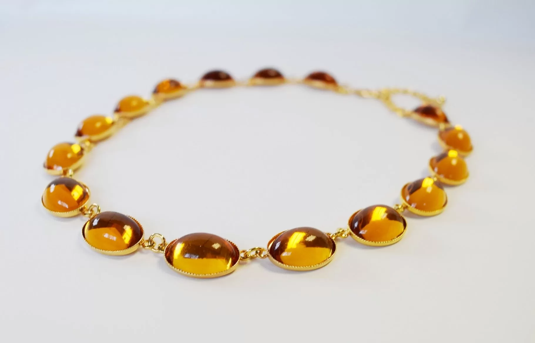 Orange Topaz Swarovski Mirror Back Necklace - Large Oval