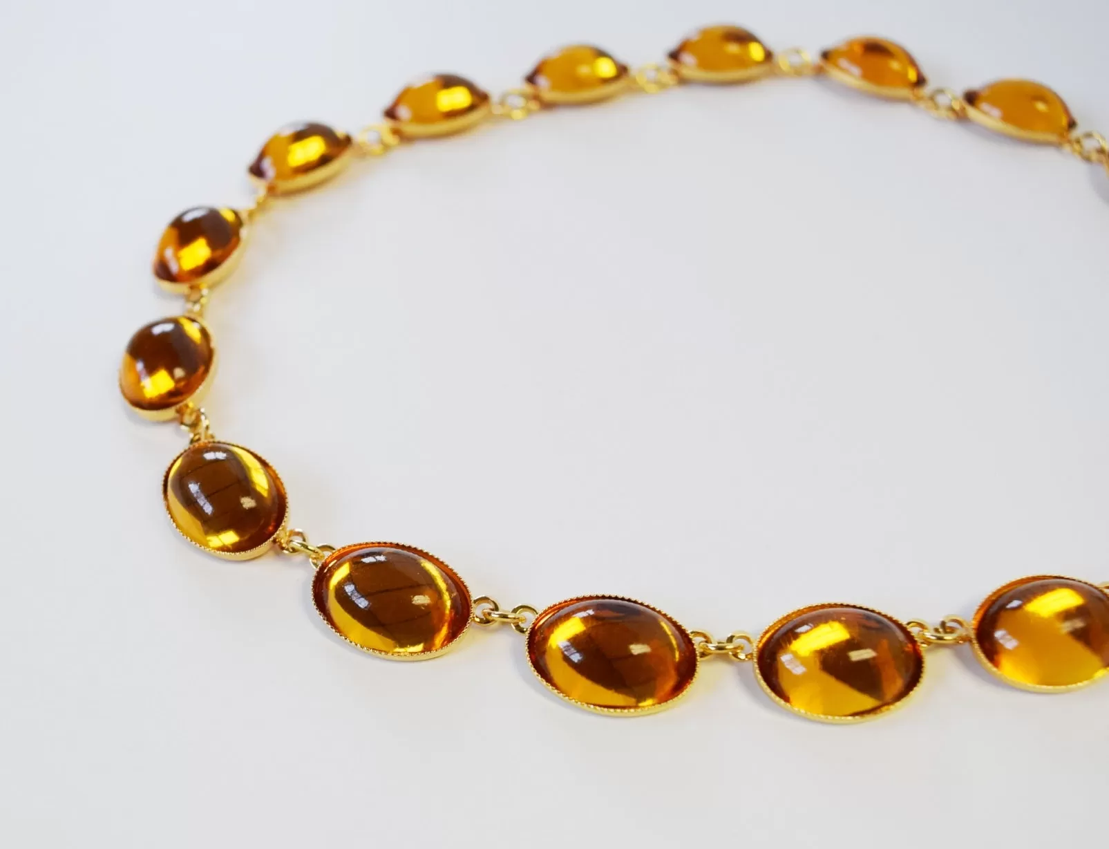 Orange Topaz Swarovski Mirror Back Necklace - Large Oval