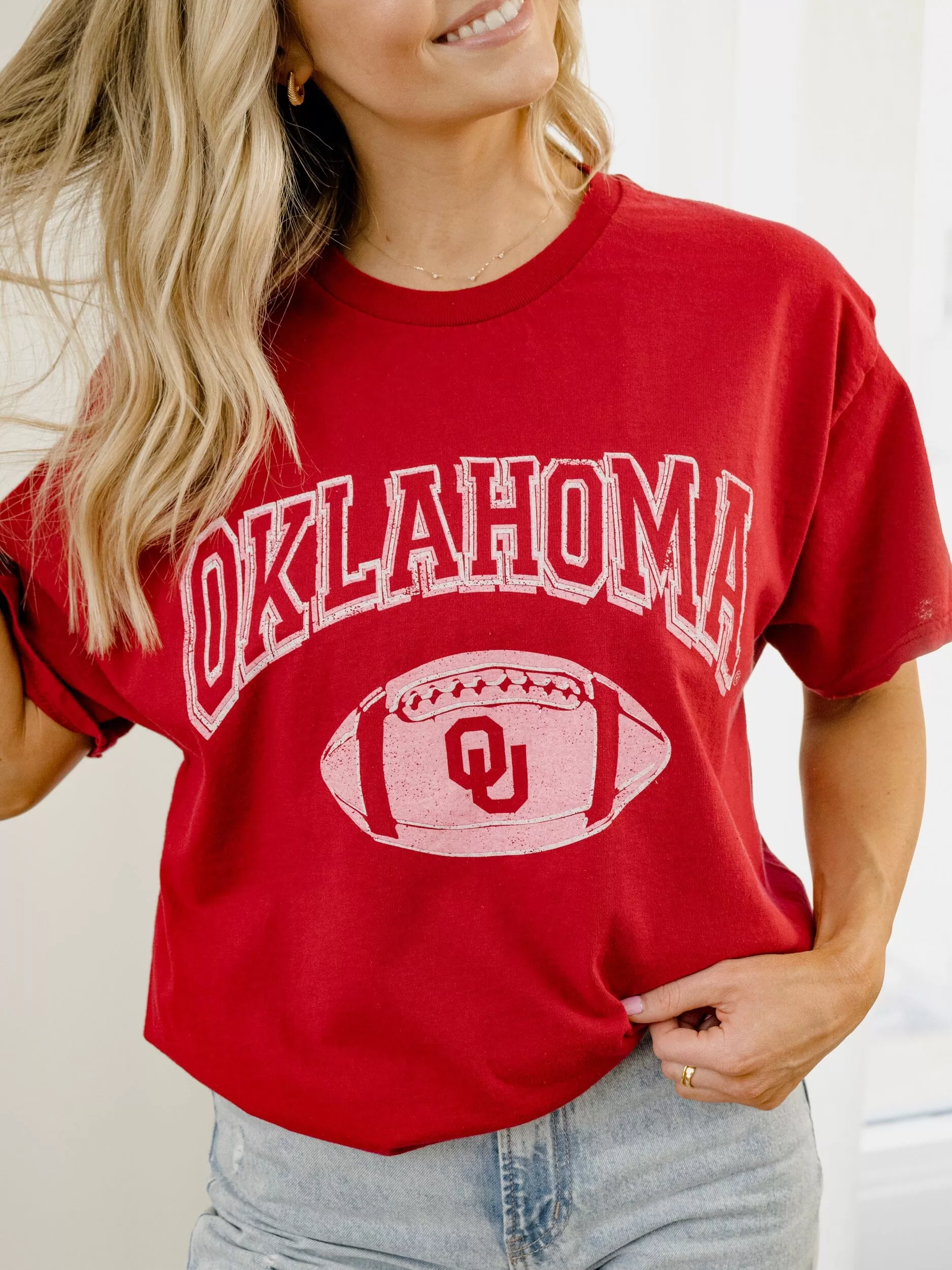 OU Sooners Wonka Football Crimson Thrifted Tee