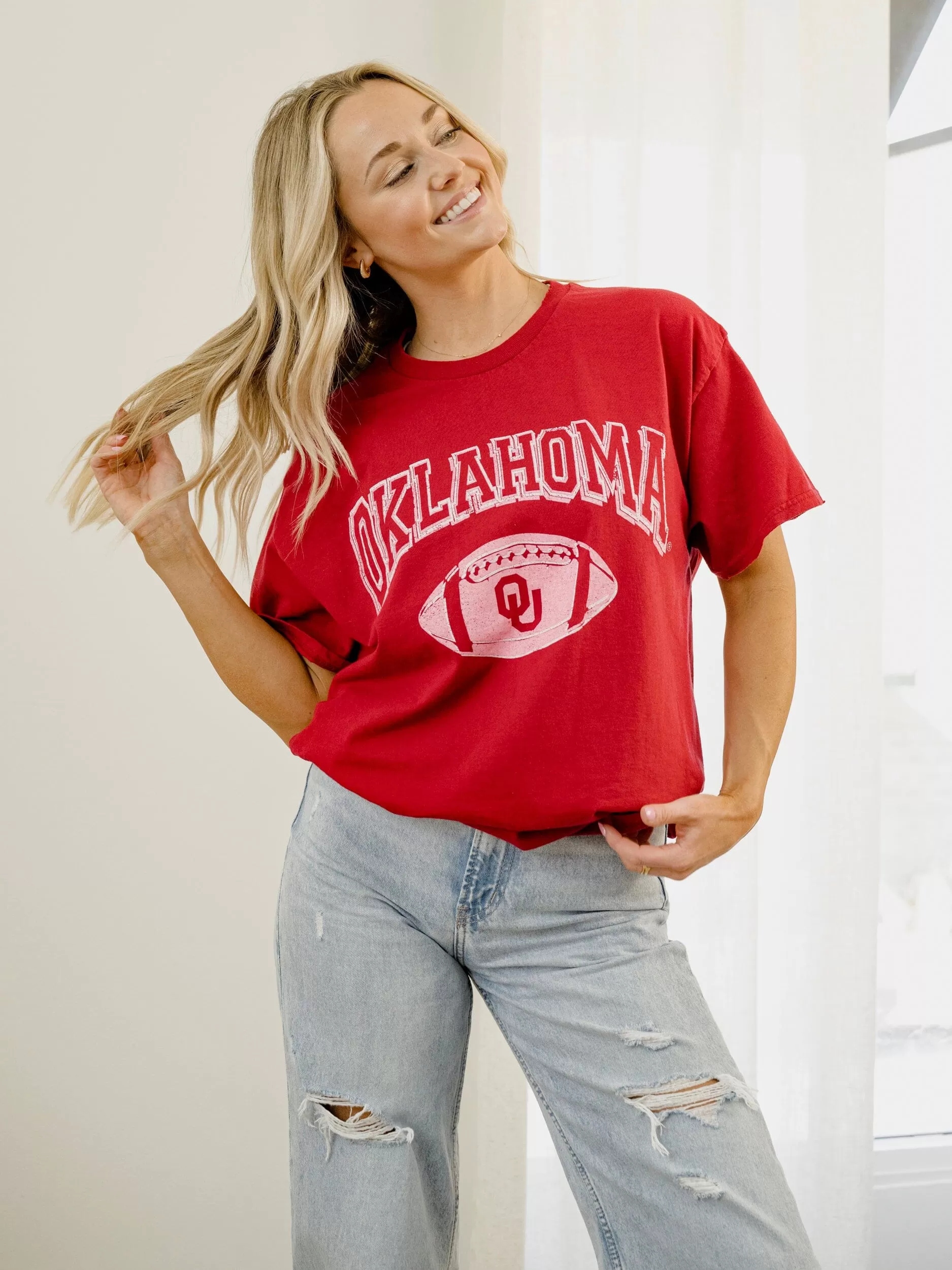 OU Sooners Wonka Football Crimson Thrifted Tee