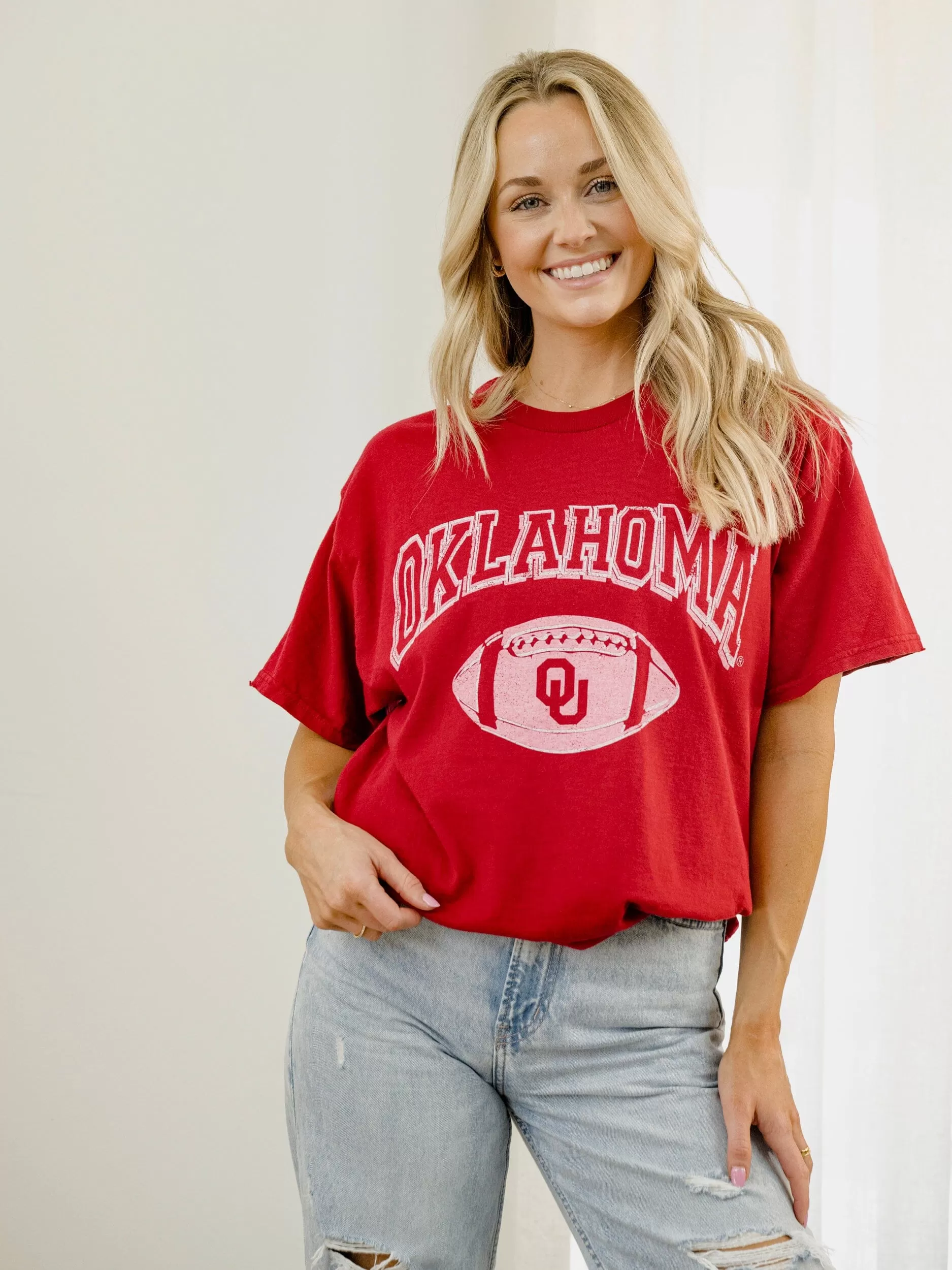 OU Sooners Wonka Football Crimson Thrifted Tee