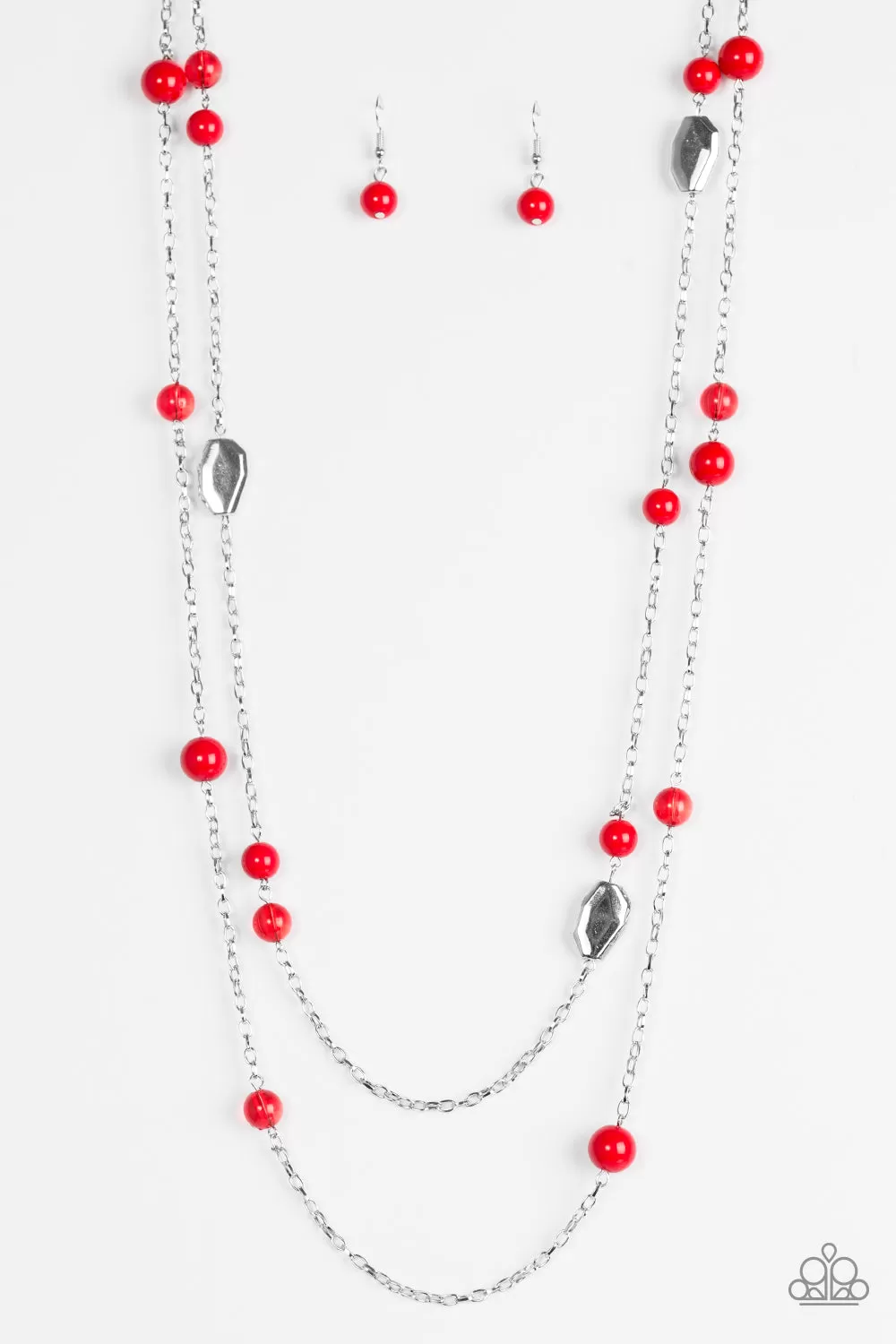 Paparazzi Hitting A GLOW Point Red Necklace Set