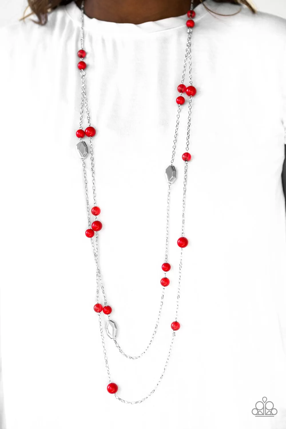 Paparazzi Hitting A GLOW Point Red Necklace Set