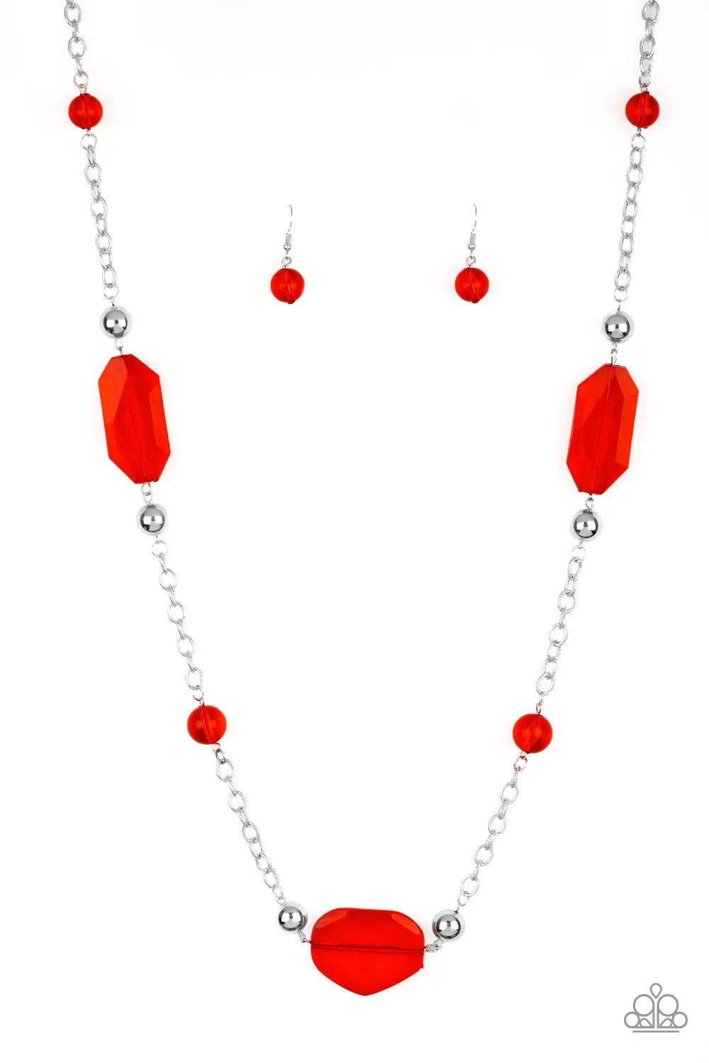 Paparazzi Necklace ~ Crystal Charm - Red