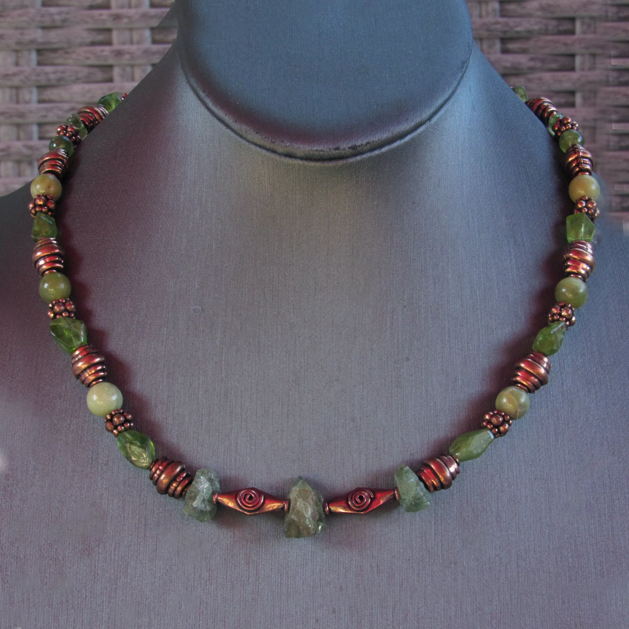 Peridot and Copper Necklace