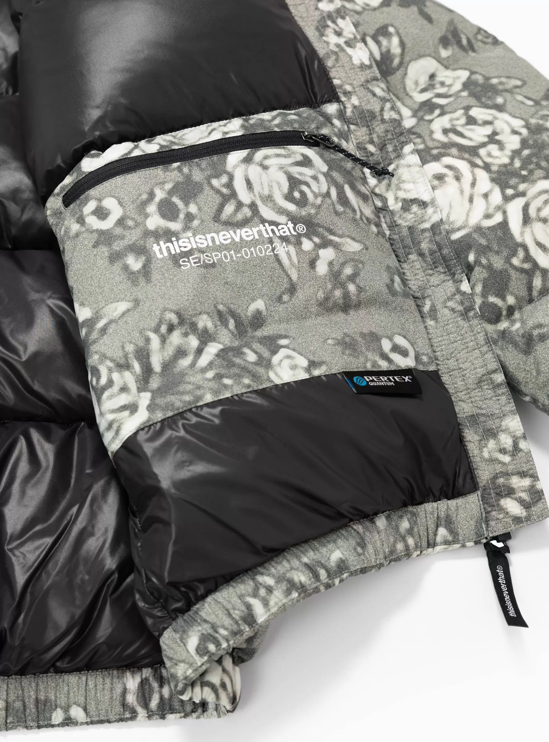 PERTEX T Down Jacket Grey Floral